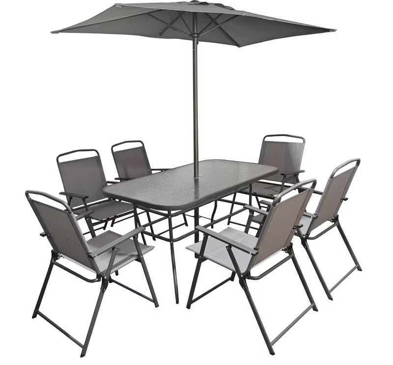 Havemøbelsæt Solaro 150x80 cm Grå med Parasol