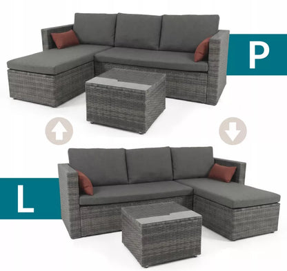 Havemøbelsæt Soria Modulopbygget Hjørnesofa Grå Polyrattan