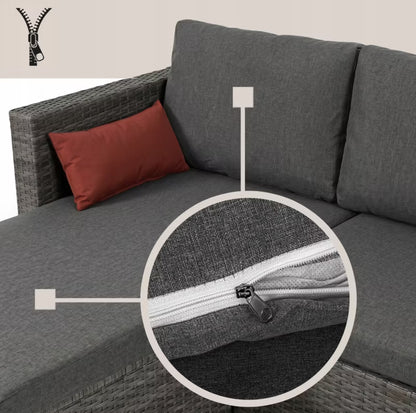 Havemøbelsæt Soria Modulopbygget Hjørnesofa Grå Polyrattan