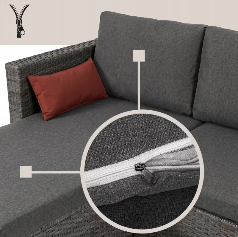 Havemøbelsæt Soria Modulopbygget Hjørnesofa Grå Polyrattan