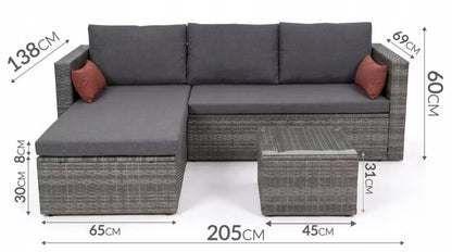 Havemøbelsæt Soria Modulopbygget Hjørnesofa Grå Polyrattan