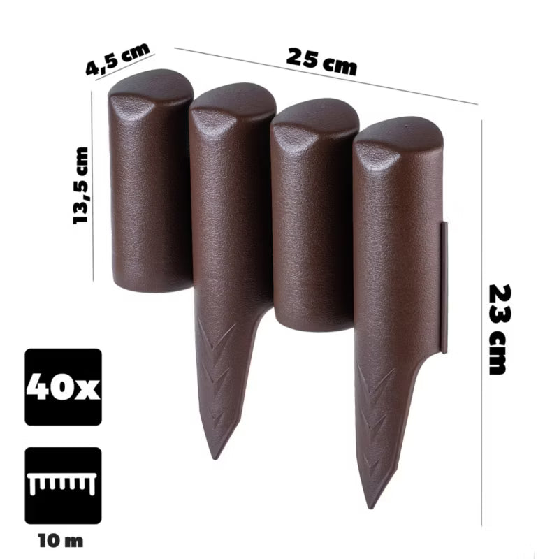 Havepalisade 10 m Brun Plast
