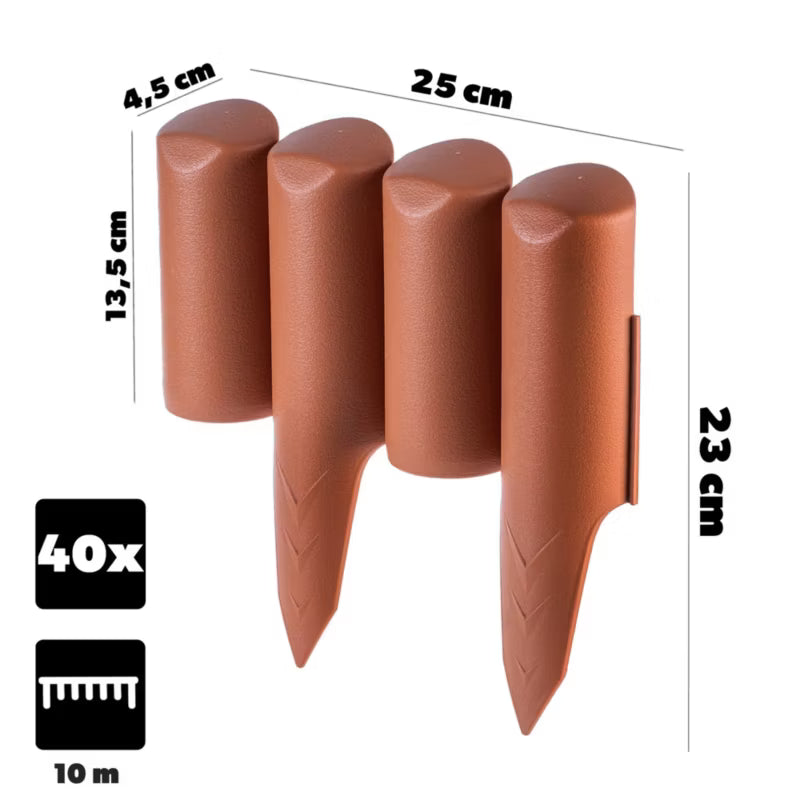 Havepalisade 10 m Plastik Terrakotta