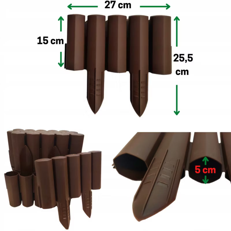 Havepalisade 2,2 m Brun Plast