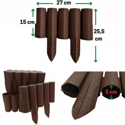 Havepalisade 2,2 m Brun Plast