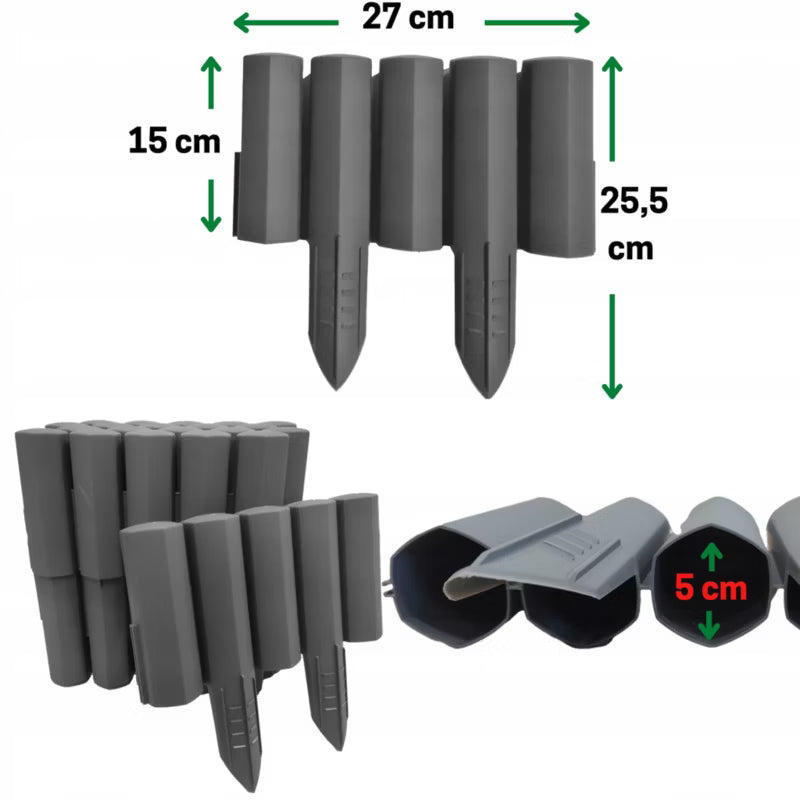 Havepalisade 2,2 m x 25,5 cm Grafit Plastik