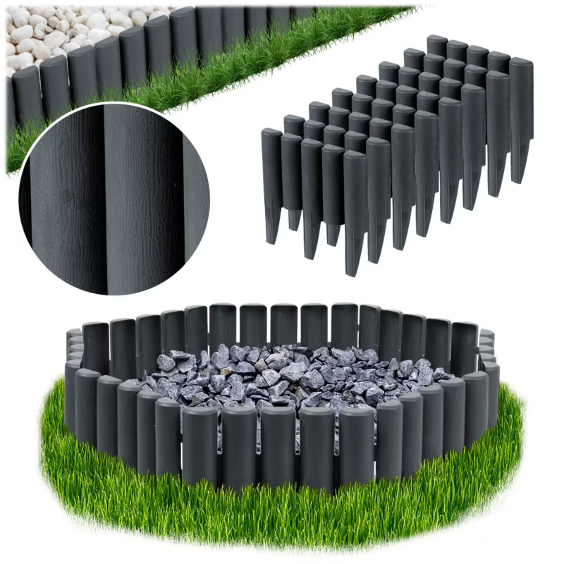 Havepalisade 220 cm Grå Plast