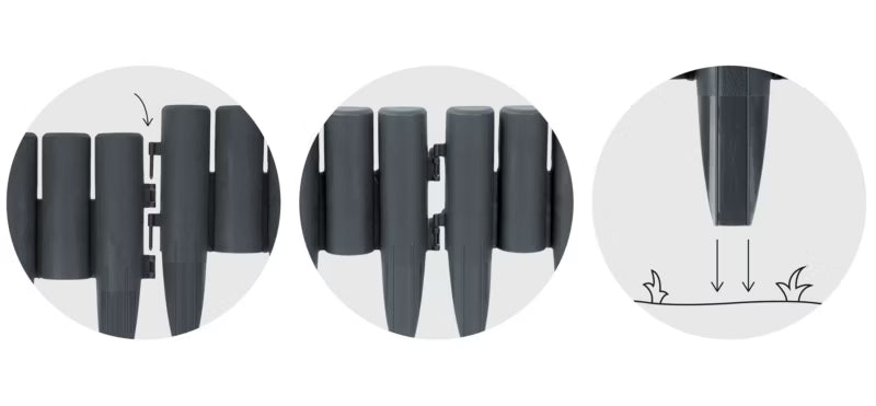 Havepalisade 220 cm Grå Plast