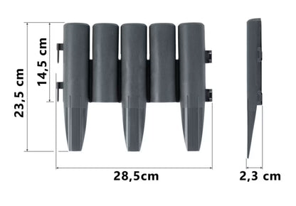 Havepalisade 220 cm Grå Plast
