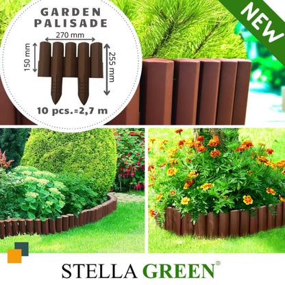 Havepalisade 220 cm Brun 8 Stk.