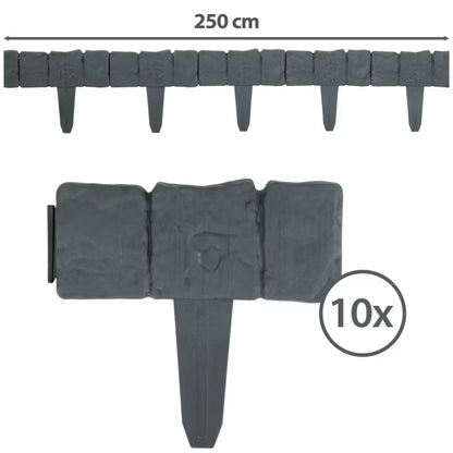 Havepalisade 250 cm Grå Plast