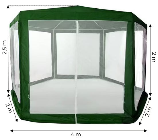 Havepavillon 2x2 m Grøn med Myggenet
