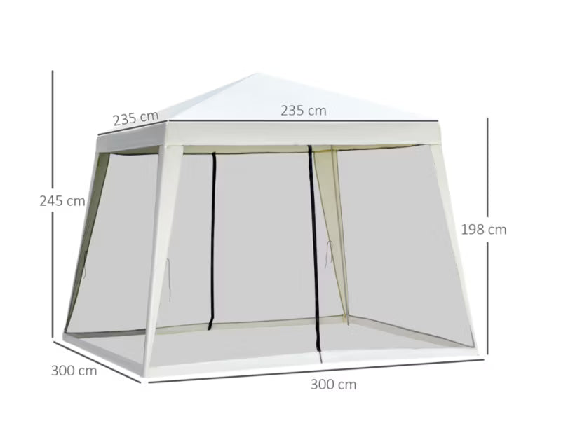 Havepavillon 3x3 m Creme med Myggenet
