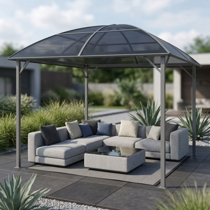 Havepavillon 3x3 m Grå med Bueformet Tag
