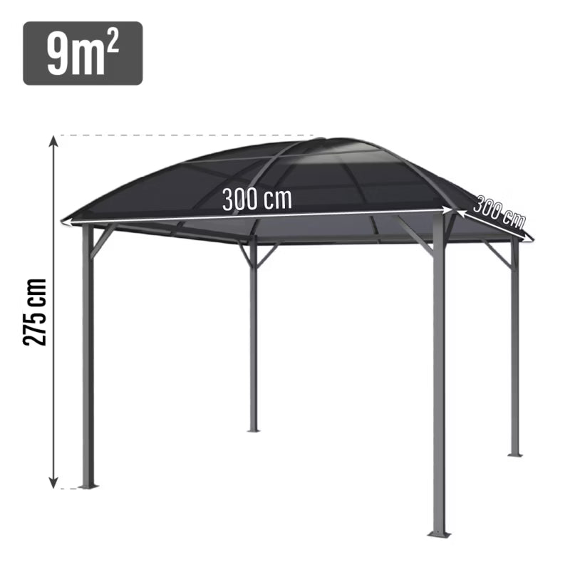 Havepavillon 3x3 m Grå med Gardiner