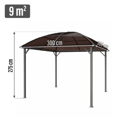 Havepavillon 3x3 m Brun med Buet Tag