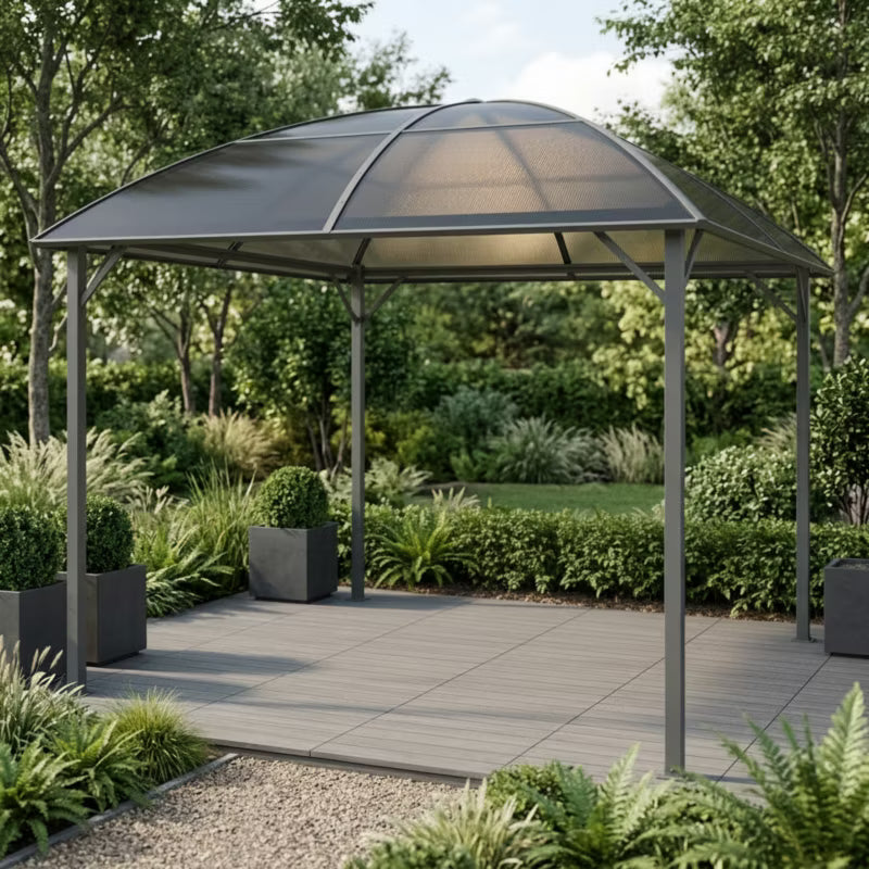 Havepavillon 3x3 m Brun med Gardiner