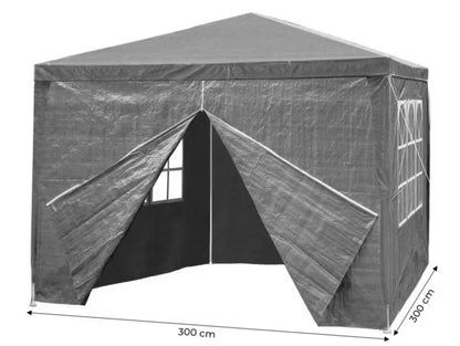 Havepavillon 3x3 m Grå med 4 Sider