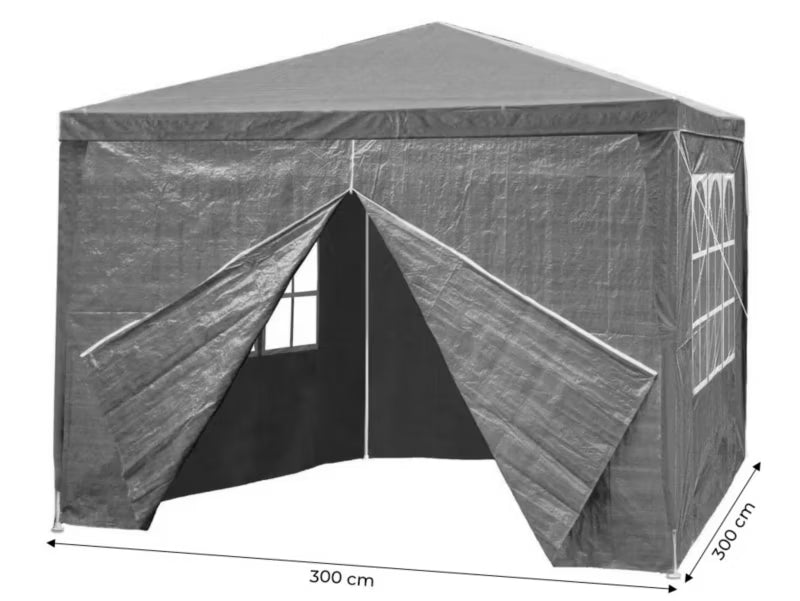 Havepavillon 3x3 m Grå med 4 Sider