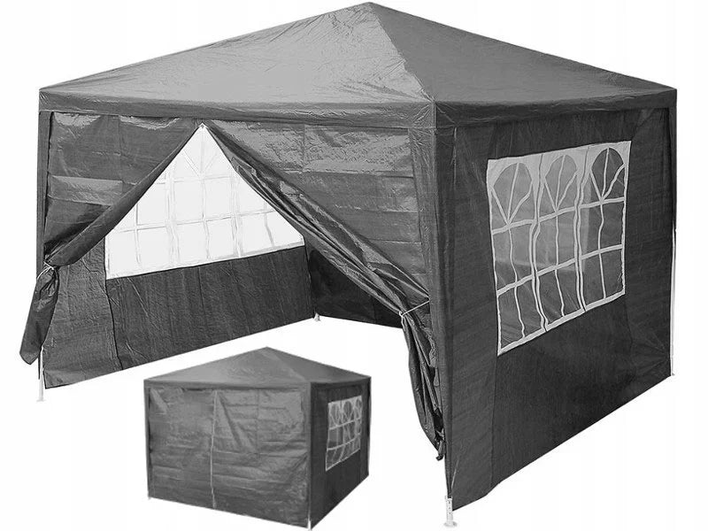 Havepavillon 3x3 m Grå med 4 Sider