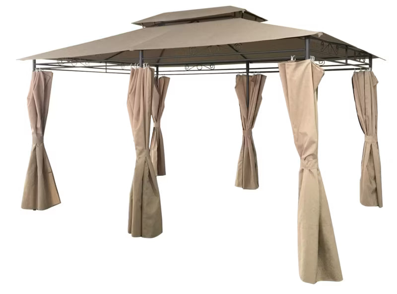 Havepavillon 3x4 m Beige med Sidevægge