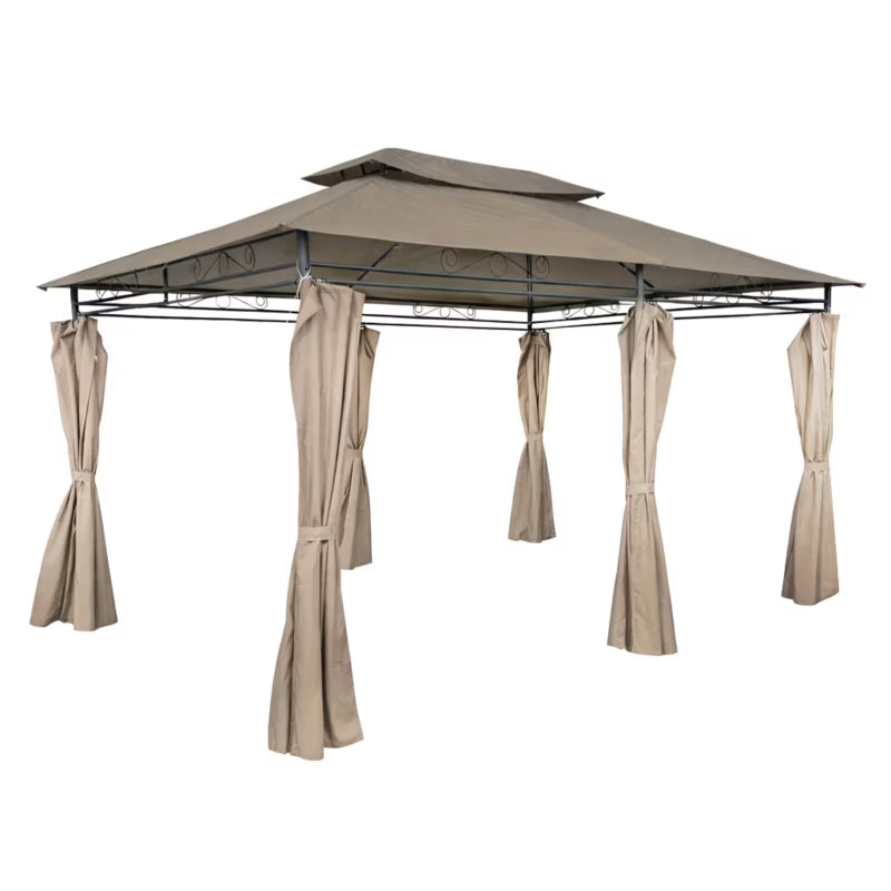 Havepavillon 3x4 m Beige med Sidevægge