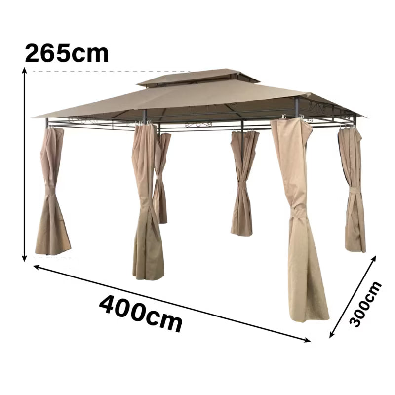 Havepavillon 3x4 m Beige med Sidevægge
