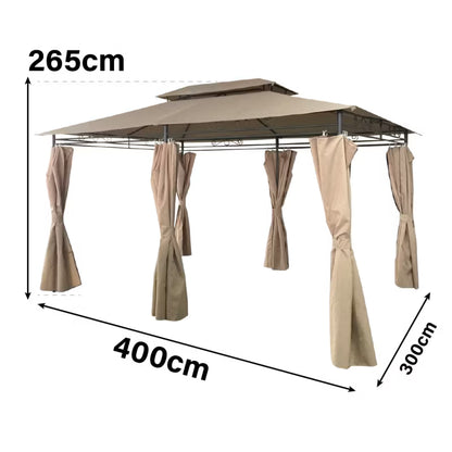 Havepavillon 3x4 m Beige med Sidevægge