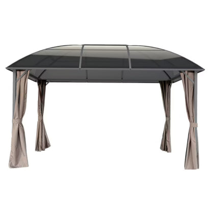 Havepavillon 3x4 m Brun med Gardiner og Buet Tag