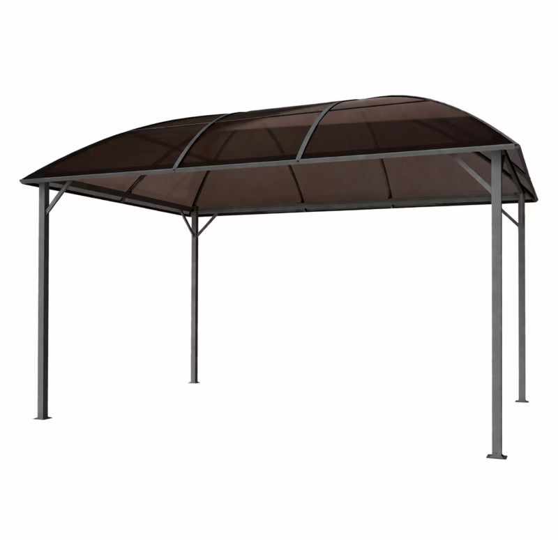 Havepavillon 3x4 m Brun med Gardiner og Buet Tag