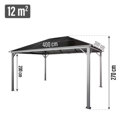 Havepavillon 3x4 m Polycarbonat Grå