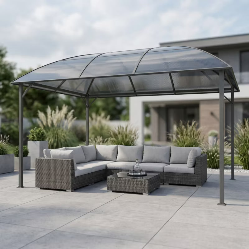 Havepavillon 3x4 m Grå med Buet Tag