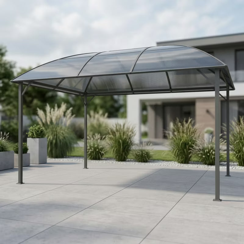 Havepavillon 3x4 m Grå med Buet Tag