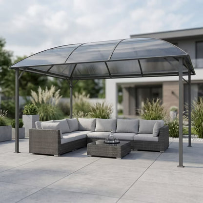 Havepavillon 3x4 m Grå med Buet Tag