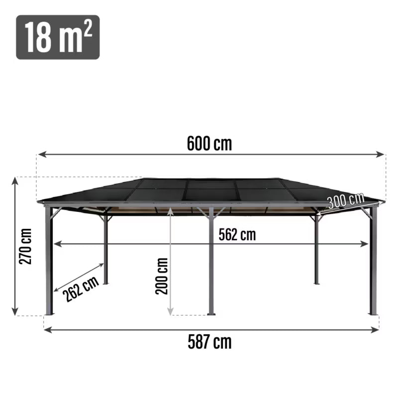 Havepavillon 3x6 m Brun Polycarbonattag