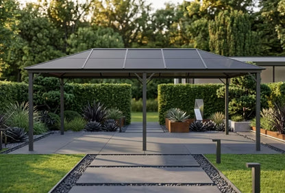 Havepavillon 3x6 m Grå med Polycarbonattag