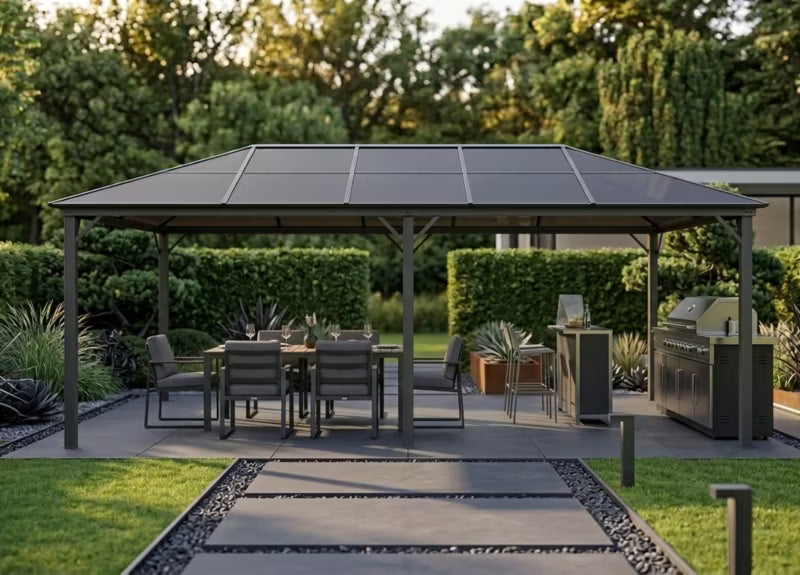 Havepavillon 3x6 m Grå med Polycarbonattag