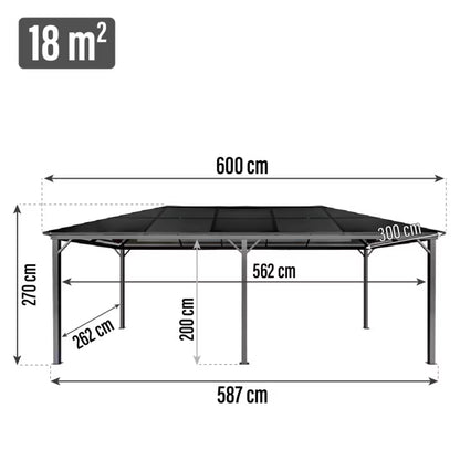 Havepavillon 3x6 m Grå med Polycarbonattag