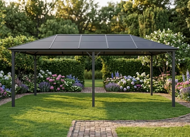 Havepavillon 3x6 m Grå med Polycarbonattag