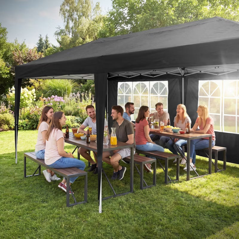 Havepavillon 3x6 m Sort Vandtæt Pop-up