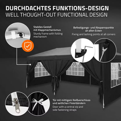 Havepavillon 3x6 m Sort Vandtæt Pop-up