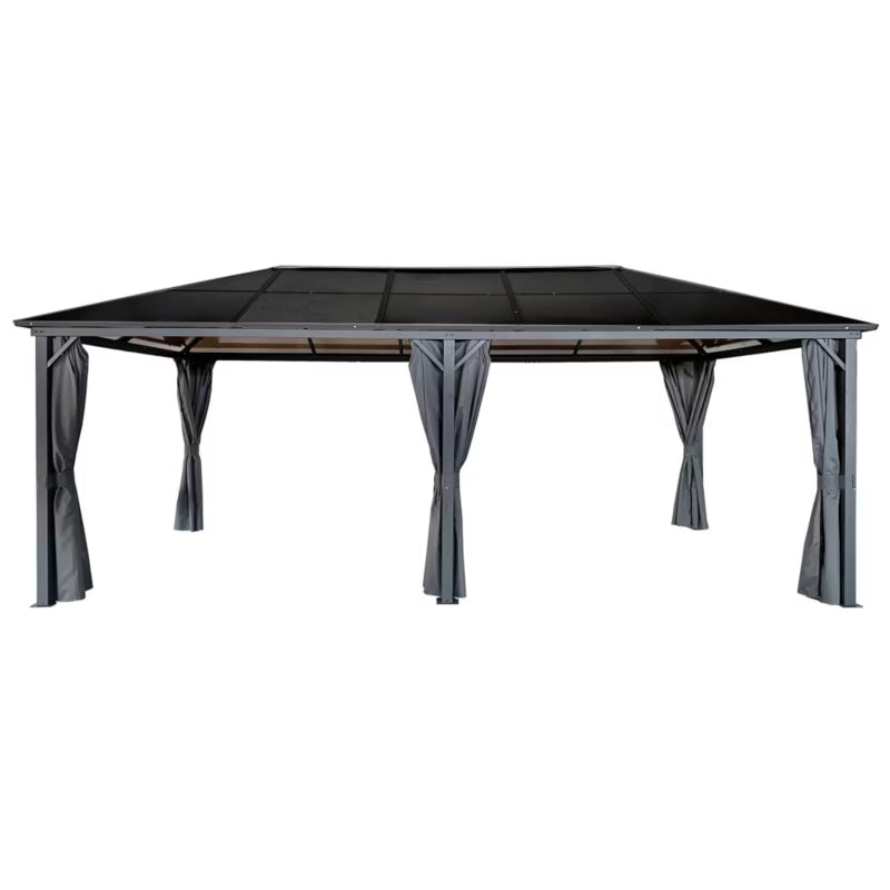 Havepavillon 3x6 m med Gardiner Brun