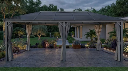 Havepavillon 3x6 m med Gardiner Brun