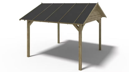 Havepavillon 404x404 cm Imprægneret Grøn Træ