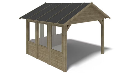 Havepavillon 404x404 cm Imprægneret Grøn Træ