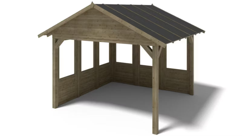 Havepavillon 404x404 cm Imprægneret Grøn Træ
