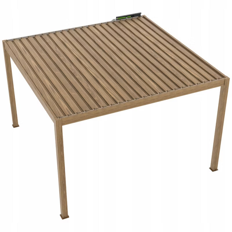 Havepavillon 4x4 m med Lameltag og LED Brun