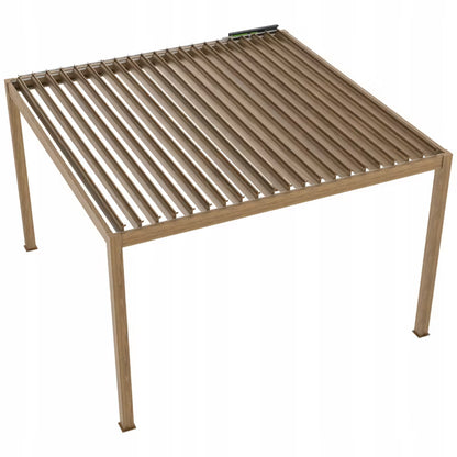 Havepavillon 4x4 m med Lameltag og LED Brun