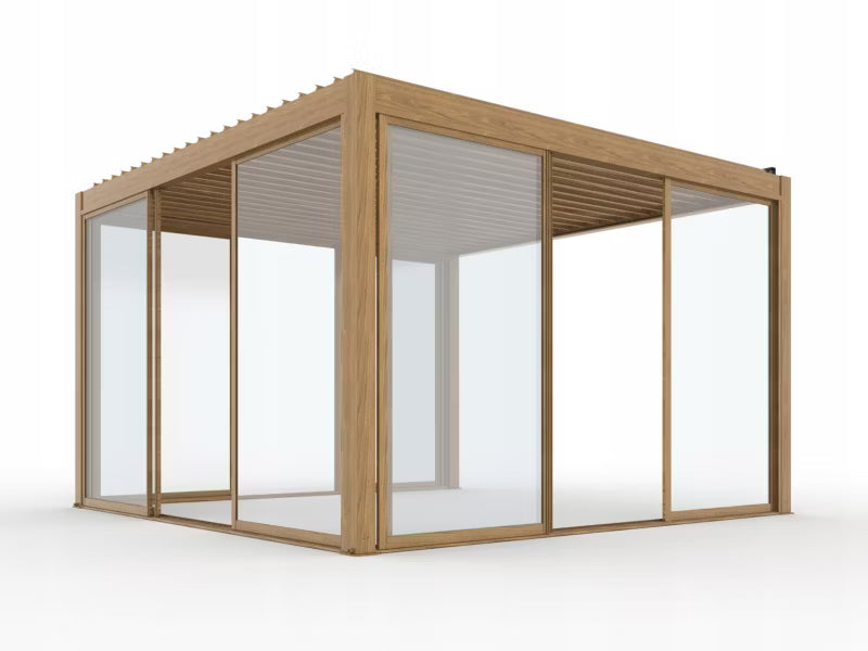 Havepavillon 4x4 m med Lameltag og LED Brun