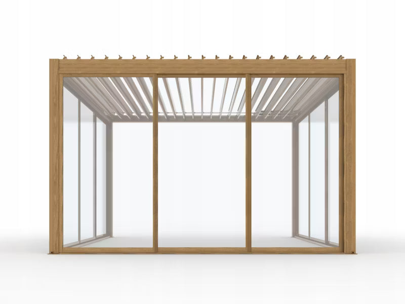 Havepavillon 4x4 m med Lameltag og LED Brun